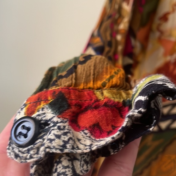 Vintage rayon mixed media patchwork long sleeve button down by Rosey Tomato - Picture 6 of 10